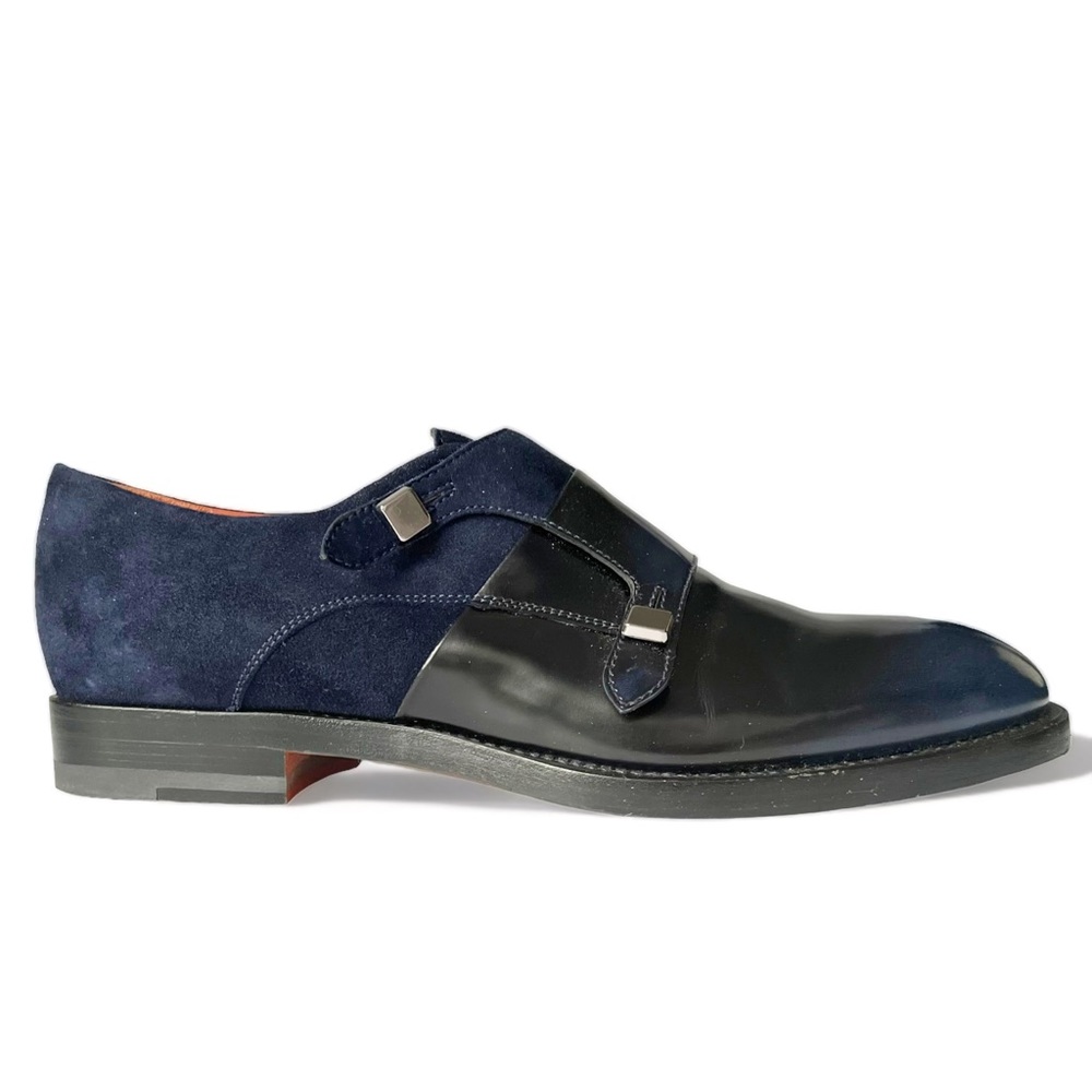 Santoni Suede and Leather Double Monkstrap Oxfords | 38.5 (8.5)